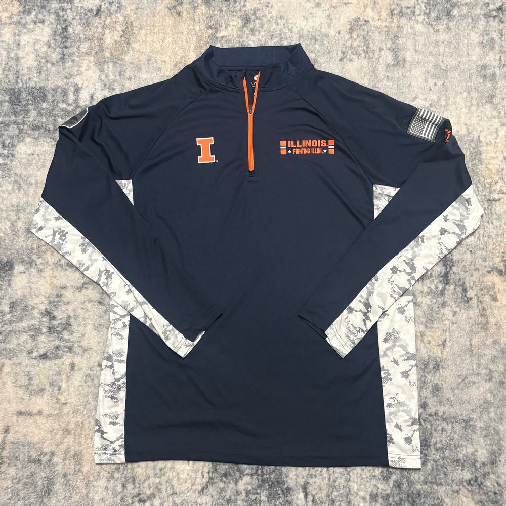 Colosseum Illinois Fighting Illini Mens XXL Military Appreciation 1/4 Zip Camo
